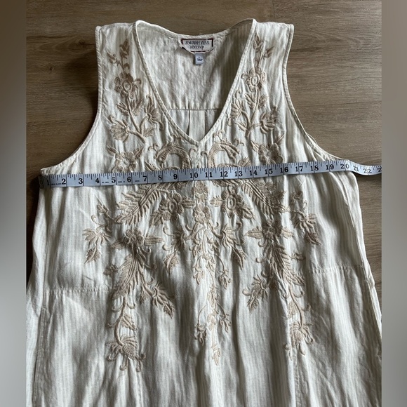 JOHNNY WAS Embroidered LINEN TANK DRESS SZ L - Picture 7 of 12